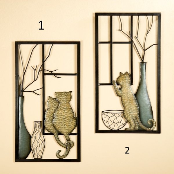 Wandrelief / Wanddeko / Wandbild Katze, Metall, beige-braun - Geschenkehaus  Monschau mit Fanartikel für Katzen- und Hundefreunde