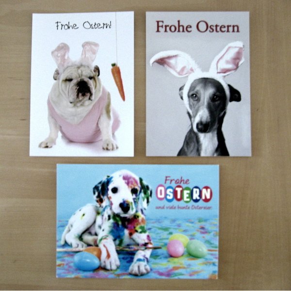 Postkarte, lustige Osterkarte mit Hund